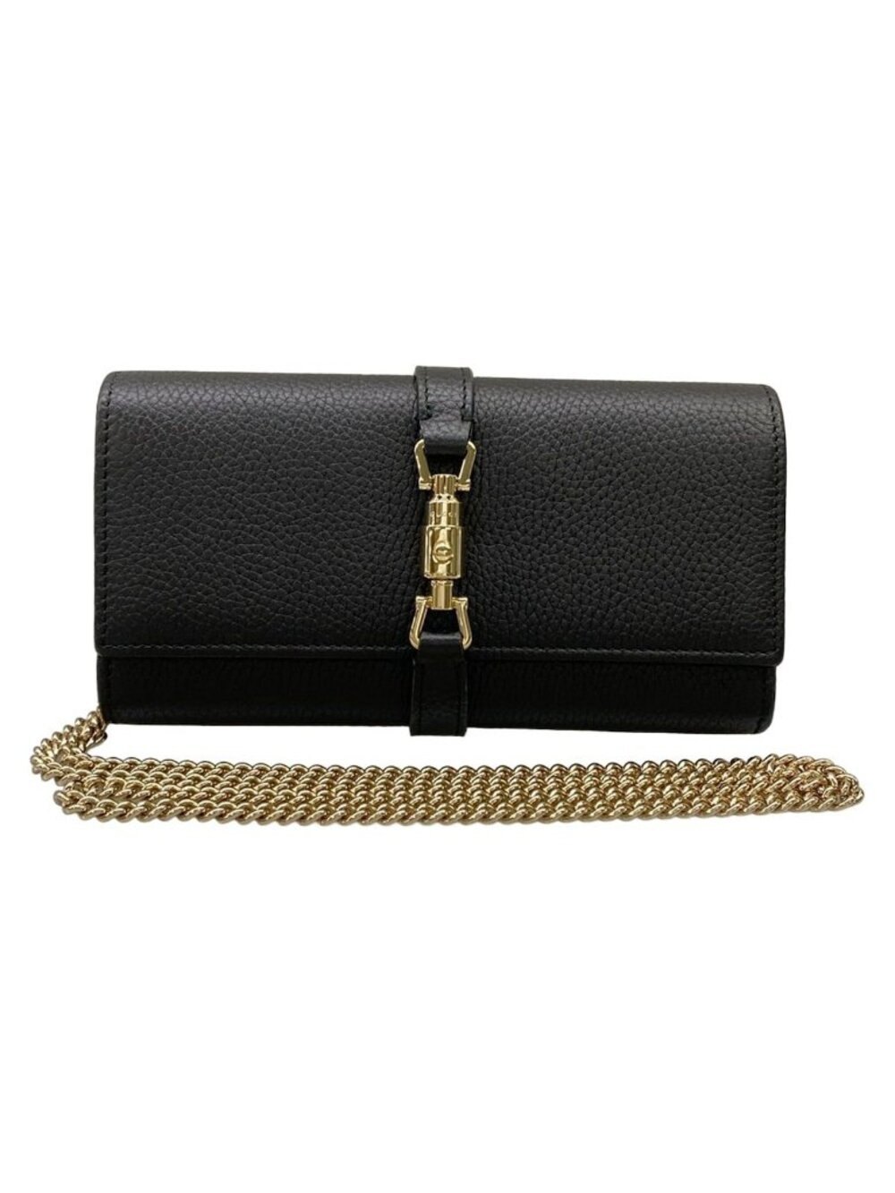 Gucci Wallet Jackie 1961 Black Chain Leather Shoulder Bag
